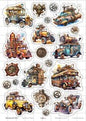 Bee Arty Steampunk Cars A4 Cut Apart Sheet