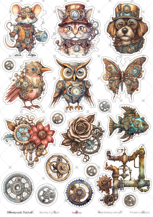 Bee Arty Steampunk Cuties A4 Cut Apart Sheet