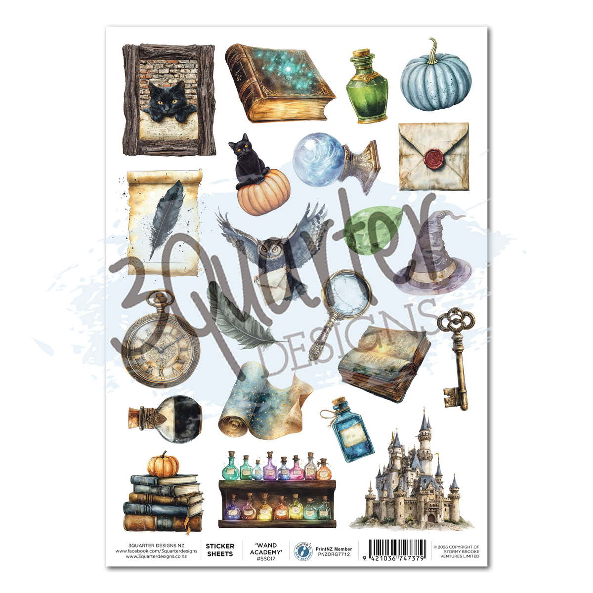 3 Quarter Designs Wand Academy Sticker Sheet