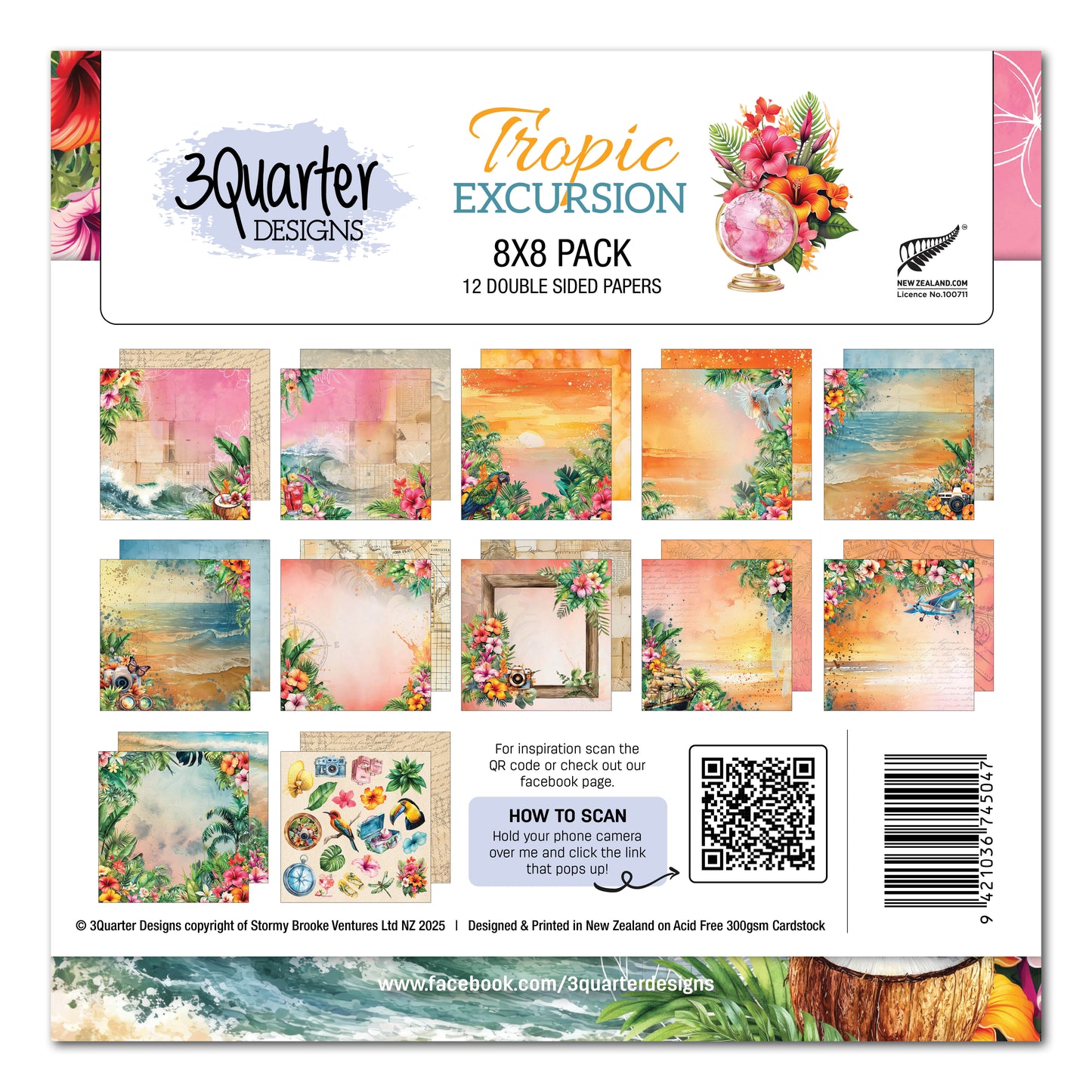 3 Quarter Designs Tropic Excursion 8"x8" Paper Collection Pack