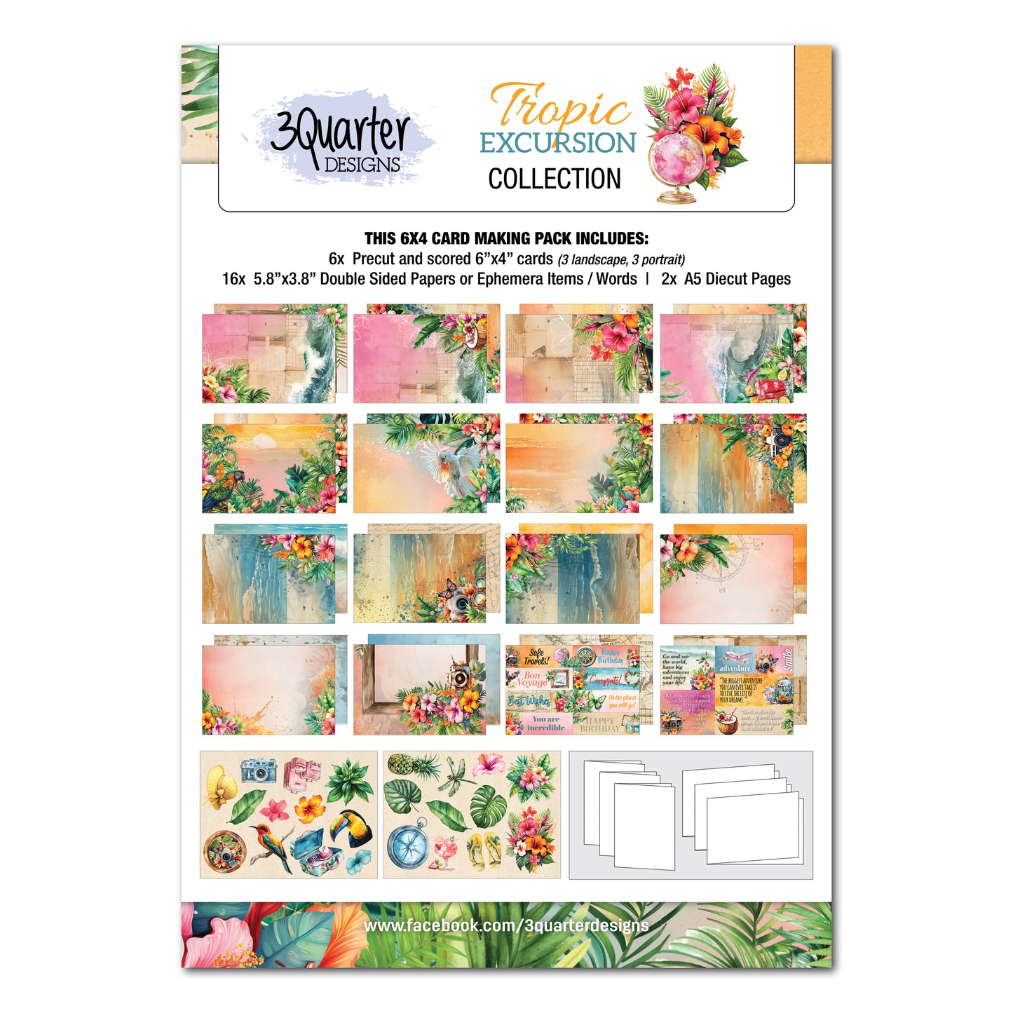 3 Quarter Designs Tropic Excursion 6"x4" Cardmaking Pack