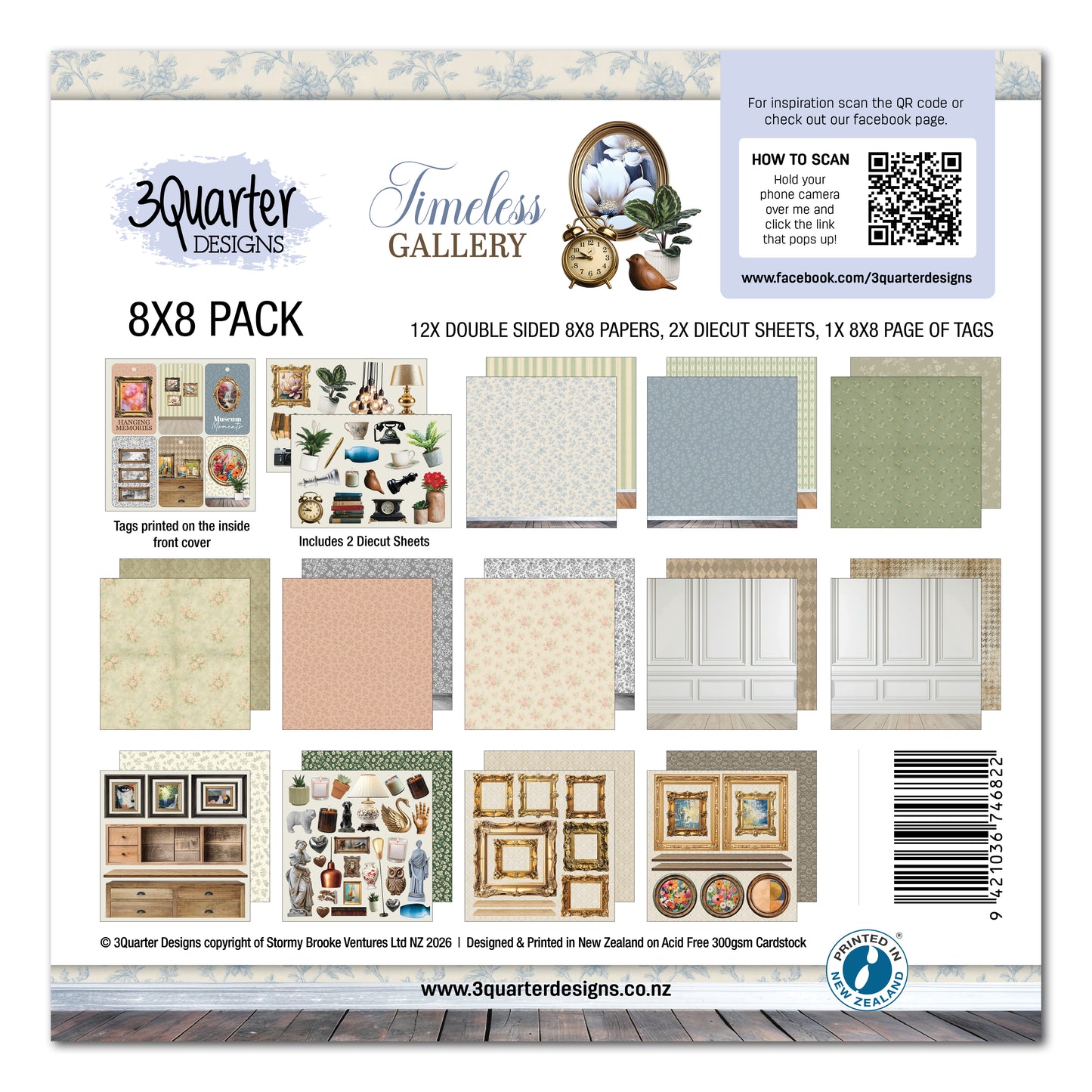 3 Quarter Designs Timeless Gallery 8"x8" Paper Collection Pack