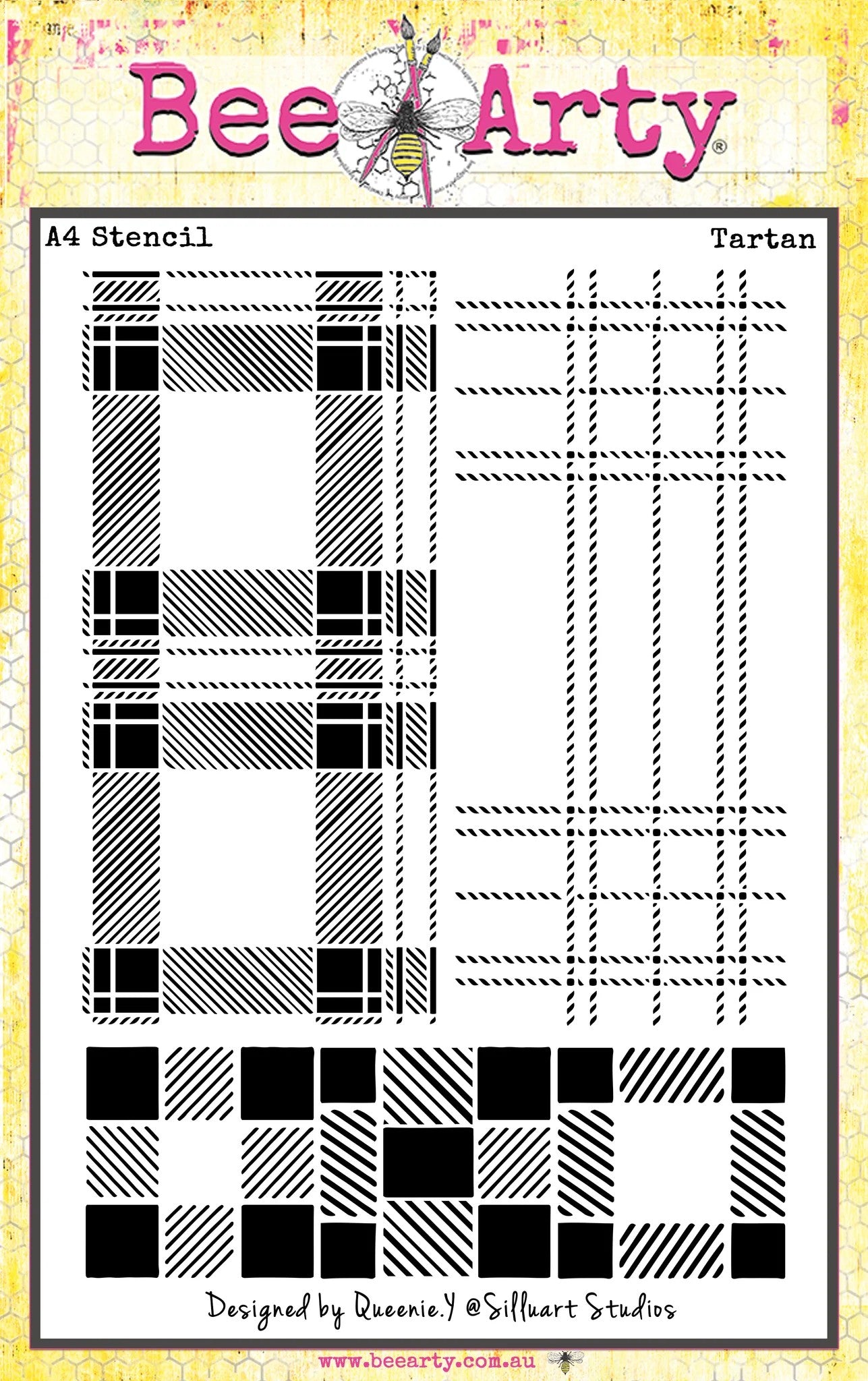 Bee Arty Tartan A4 Stencil