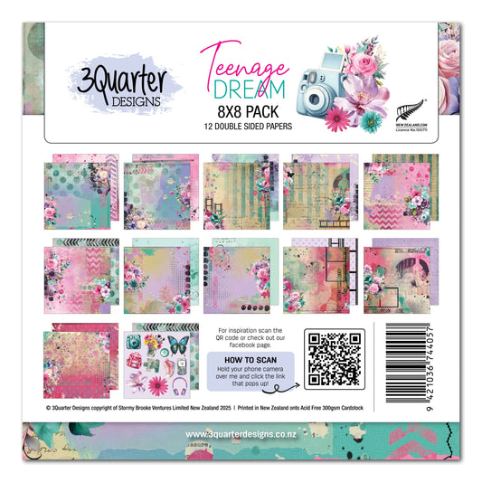 3 Quarter Designs Teenage Dream 8"x8" Paper Pack
