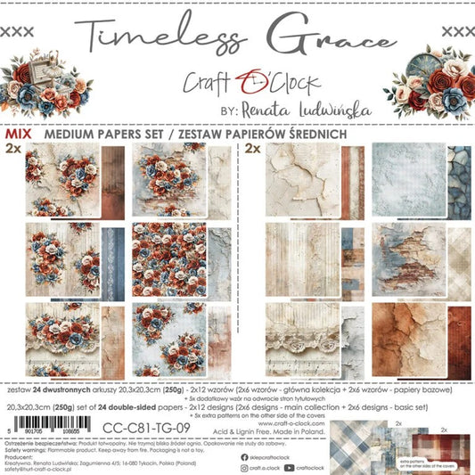 Craft O'Clock Timeless Grace 8"x8" Paper Collection Pack