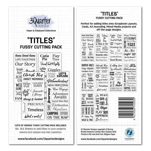 3 Quarter Designs Fussy Cutting Pack - Titles