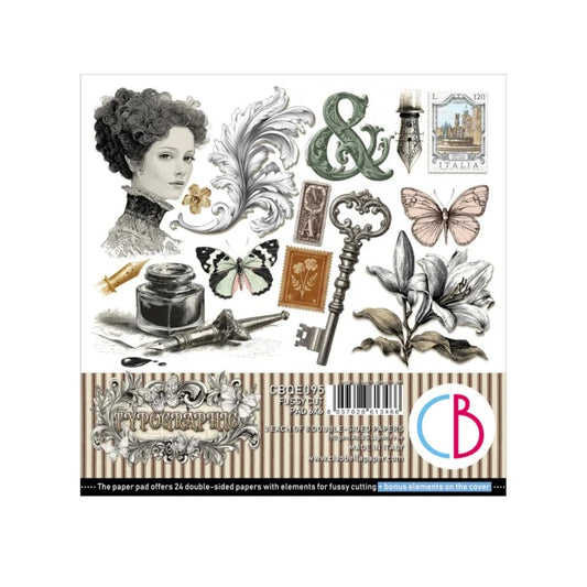 Ciao Bella Typographic Fussy Cut 6"x6" Paper Collection Pack