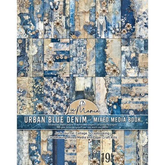 Ciao Bella Lu Mania Urban Blue Denim Mixed Media Book