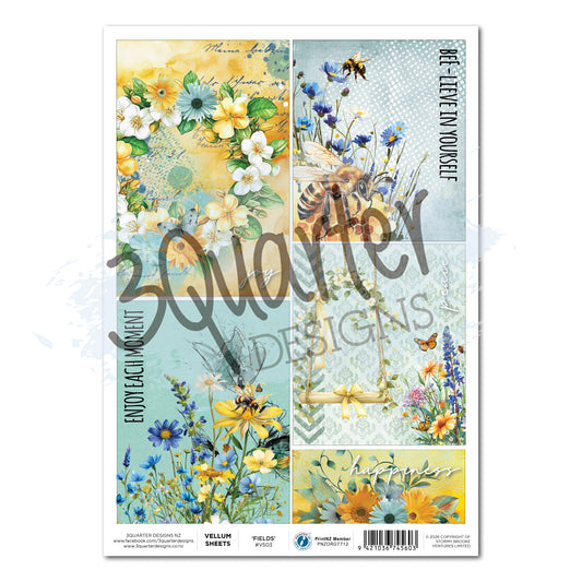 3 Quarter Designs Honey Fields A4 Vellum Sheet