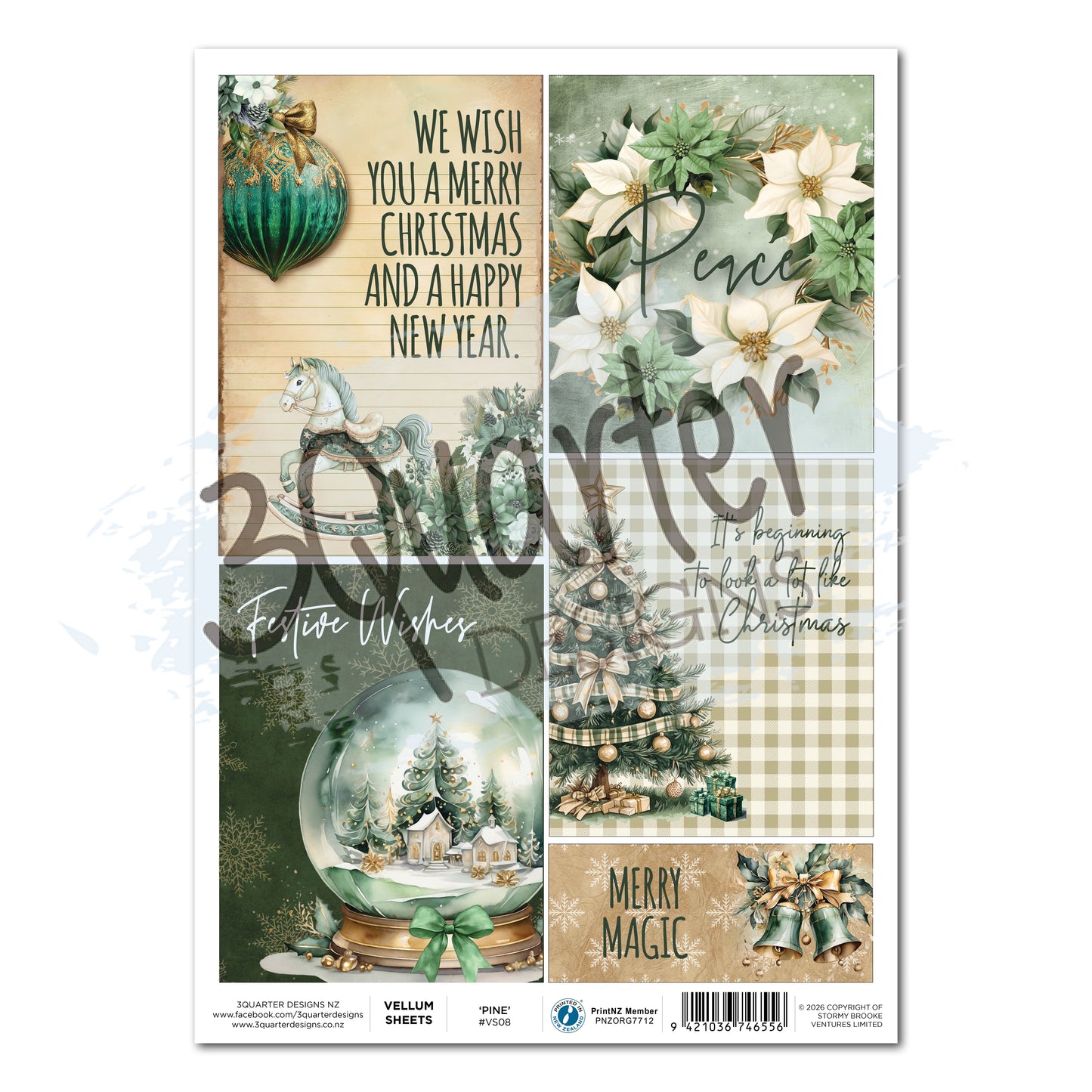 3 Quarter Designs Pine A4 Vellum Sheet