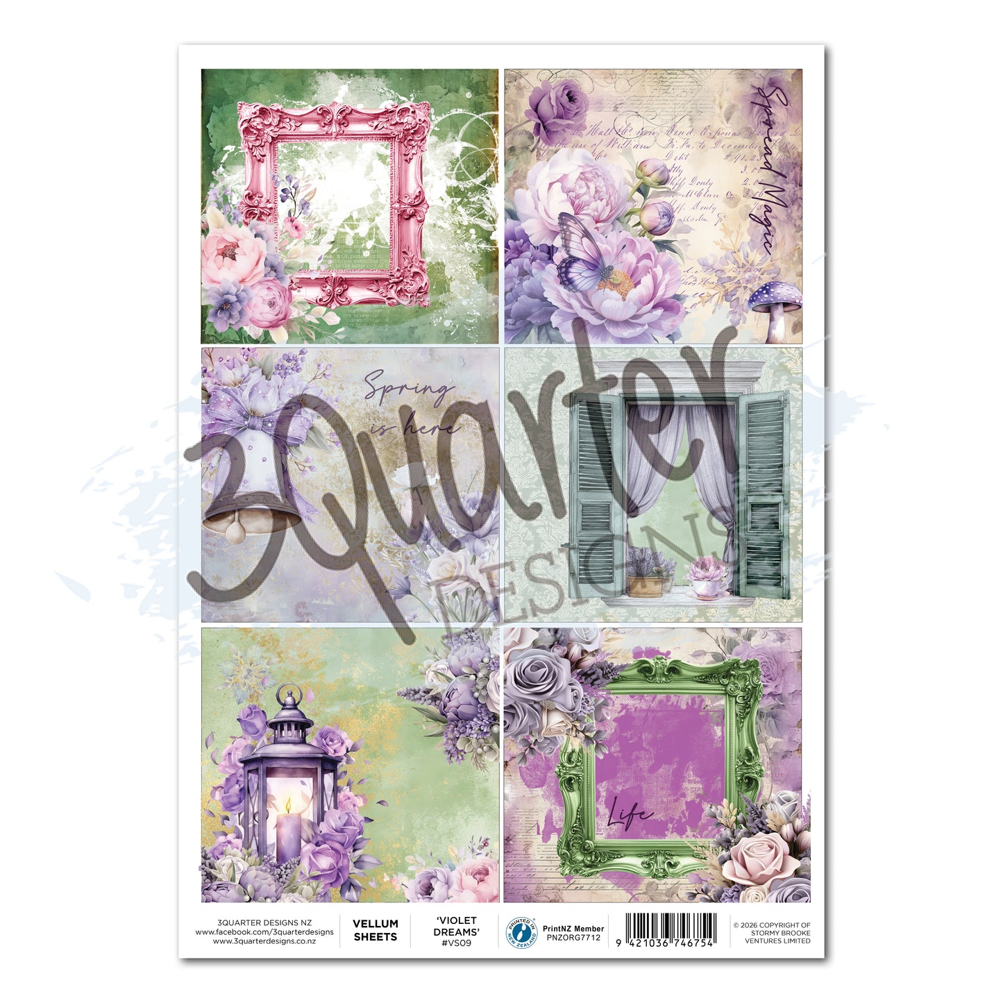 3 Quarter Designs Violet Dreams Vellum Sheet