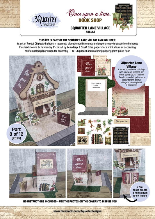 3 Quarter Designs Lane Village - One Upon a Time Bookshop (August)
