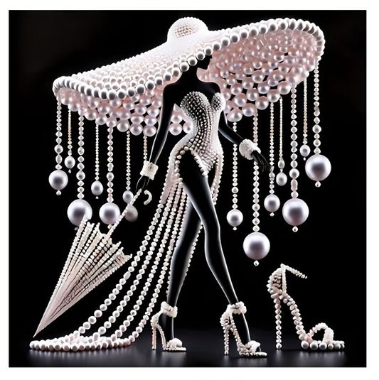 Vintage Black and White Lady Version 3 Diamond Dot Painting