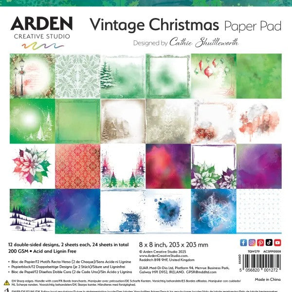 Arden Creative Studio Vintage Christmas 8"x8" Paper Pad