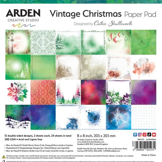 Arden Creative Studio Vintage Christmas 8"x8" Paper Pad