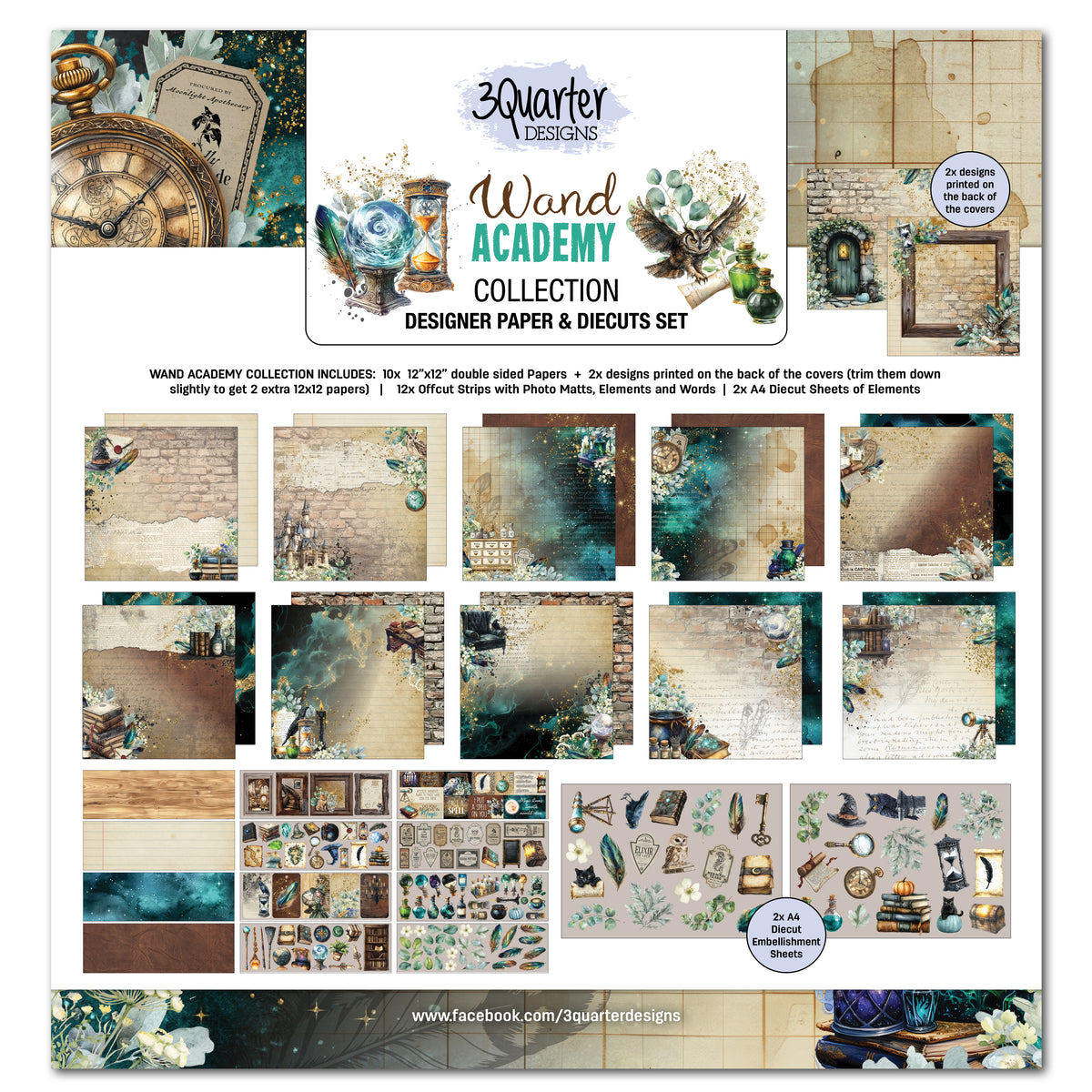 3 Quarter Designs Wand Academy 12"x12" Paper Collection Pack
