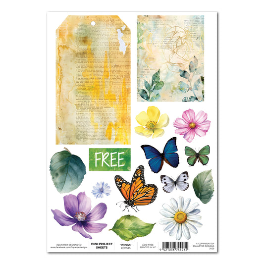 3 Quarter Designs Fluttering Wings Mini Project Sheet
