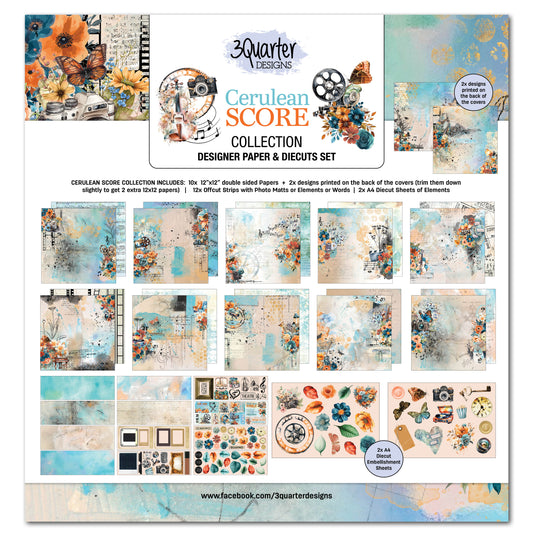 3 Quarter Designs Cerulean Score 12"x12" Paper Collection Pack