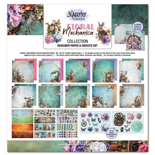 3 Quarter Designs Floral Mechanic 12"x12" Paper Collection Pack