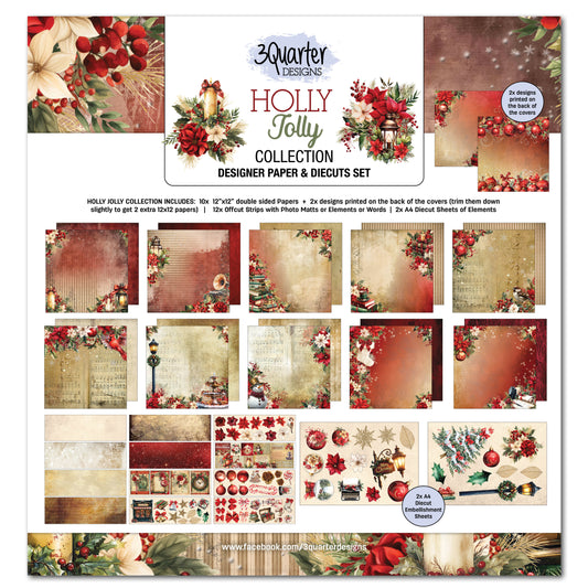 3 Quarter Designs Holly Jolly 12"x12" Paper Collection