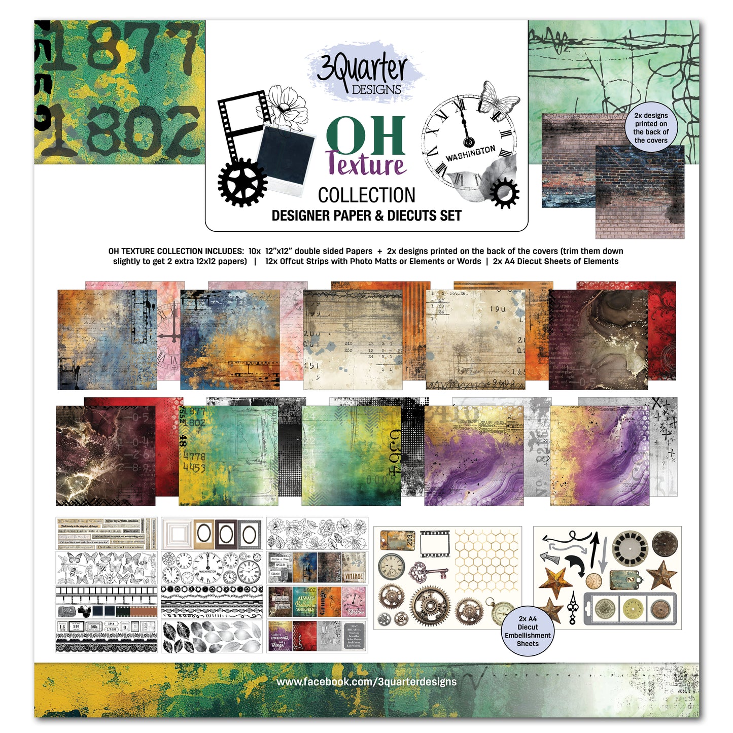 3 Quarter Designs Oh Texture 12"x12" Paper Collection Pack