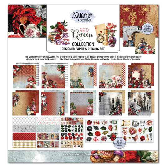 3 Quarter Designs Red Queen 12"x12" Paper Collection Pack