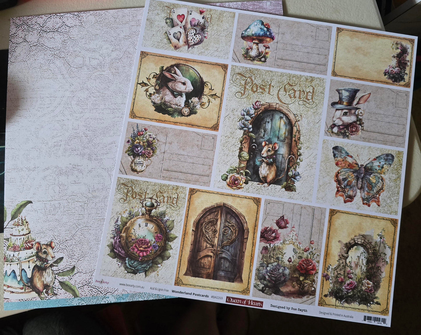 Bee Arty Wonderland Postcards 12"x12" Cut Apart Sheet