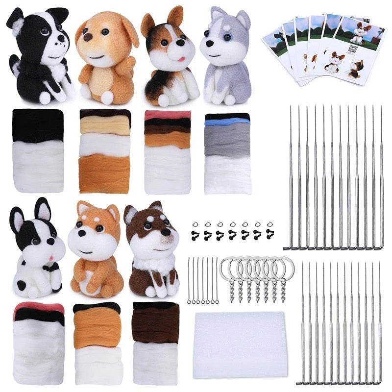 Needle Felting Starter Kit - Dog Key Rings
