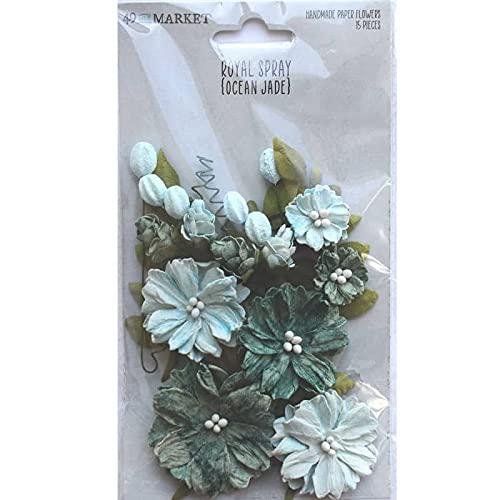49 & Market Royal Spray Paper Flowers - Ocean Jade