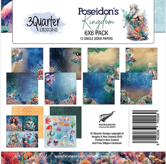 3 Quarter Designs Poseidon’s Kingdom 6"x6" paper pack