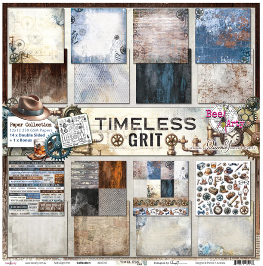 Bee Arty Timeless Grit 12"x12" Paper Collection Pack