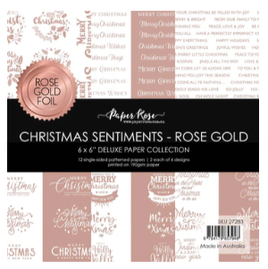 Paper Rose Christmas Sentiments - Rose Gold 6"x6" Paper Collection