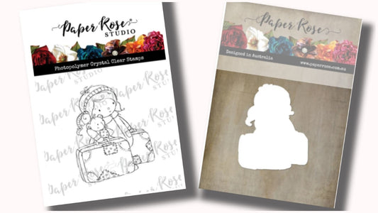 Paper Rose Teddy Travels Stamp and Die Set