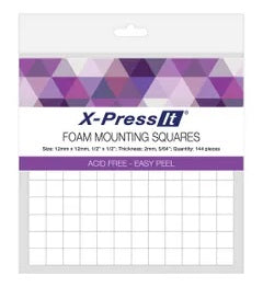 X-Press It Foam Mounting Squares 12mm x 12mm x 2mm 144 pieces