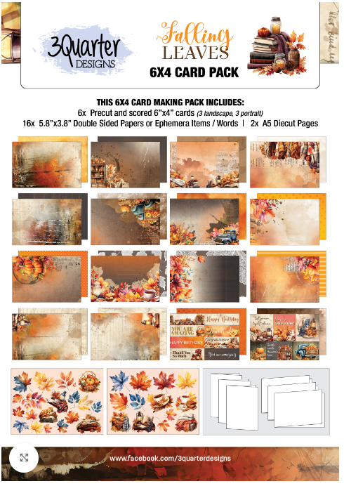 3 Quarter Designs Falling Leaves 6"x4" Cardmaking Pack