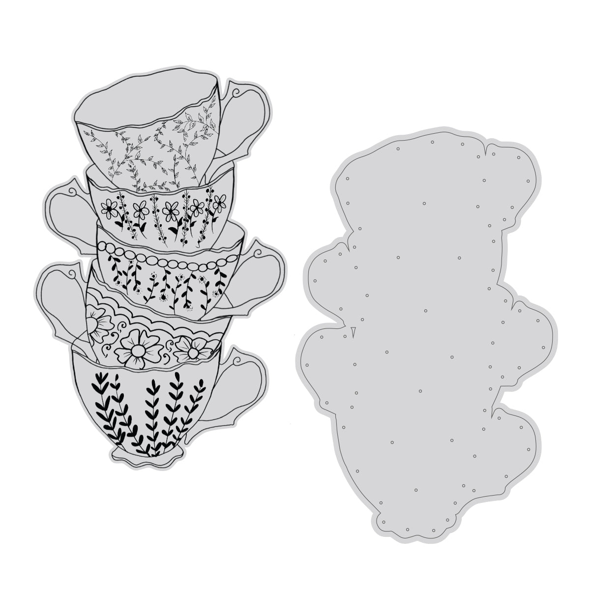 Couture Creations Vintage Tea Collection - High Tea Cups Stamp and Die Set