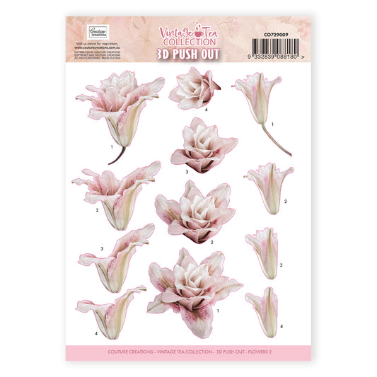 Couture Creations Vintage Tea Collection 3D Pushouts - Flowers 2