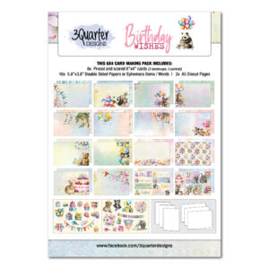 3 Quarter Designs Birthday Wishes 6"x4" Card Making Pack