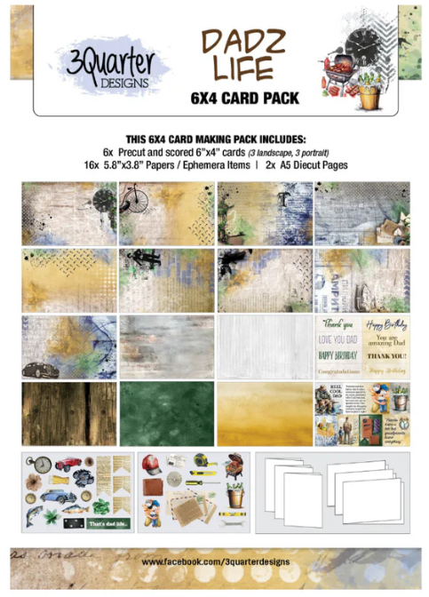 3 Quarter Designs Dadz Life 6"x4" Cardmaking Pack