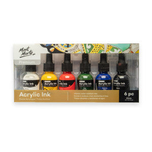 Mont Marte Acrylic Ink Premium 20ml bottles - 6 Pack