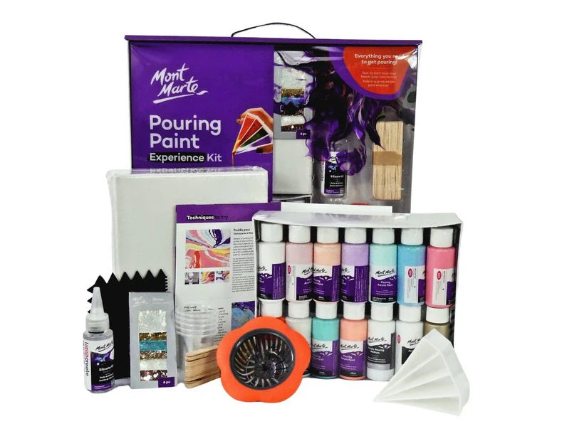 72pc Pouring Paint Experience Kit Mont Marte Pouring Paint Set Gift