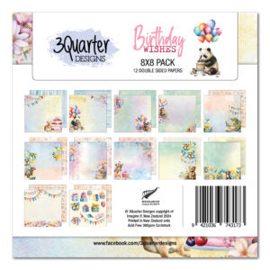 3 Quarter Designs Birthday Wishes 8"x8" Paper Pack