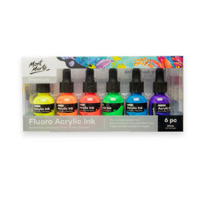 Mont Marte Fluoro Acrylic Ink 20ml Bottles - 6 Pack