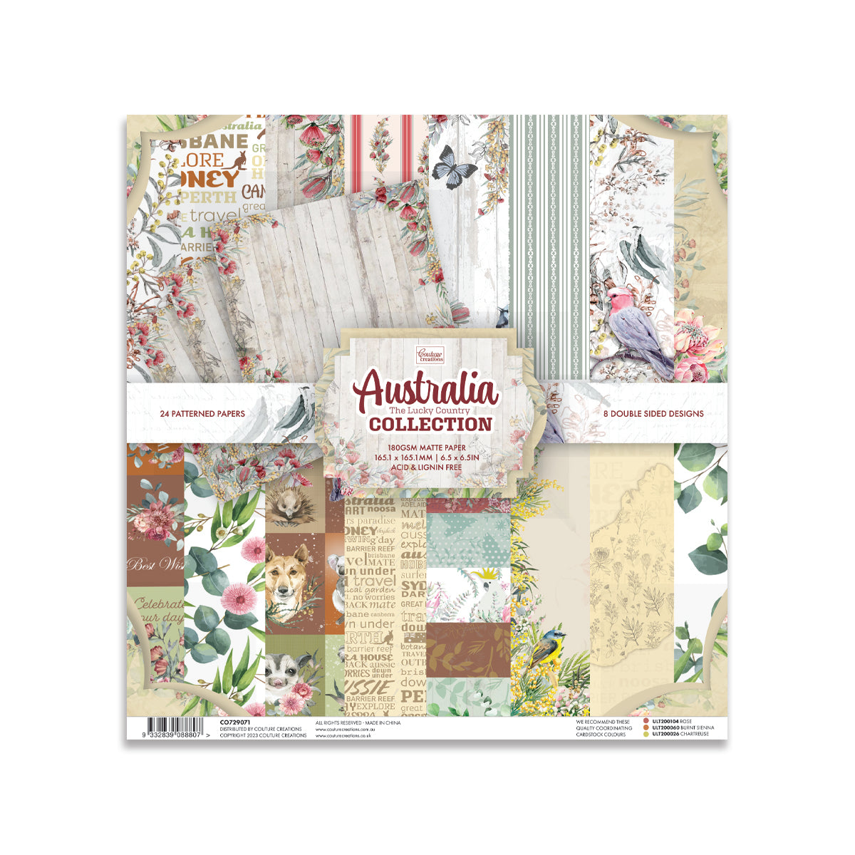 Couture Creations Australia the Lucky Country 6.5"x6.5" Paper Pad