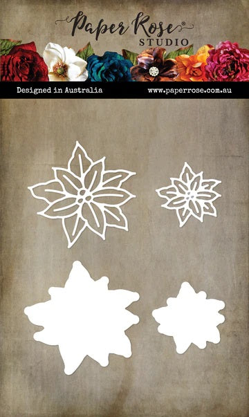 Paper Rose White Christmas Layering Poinsettia Set 2 Metal Die